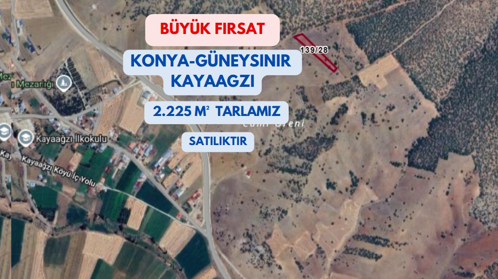 KONYA GÜNEYSINIR KAYAAĞZI KÖYÜNDE 2.225M² TARLAMIZ SATILIKTIR - KONYA GÜNEYSINIR fotoğraf 3